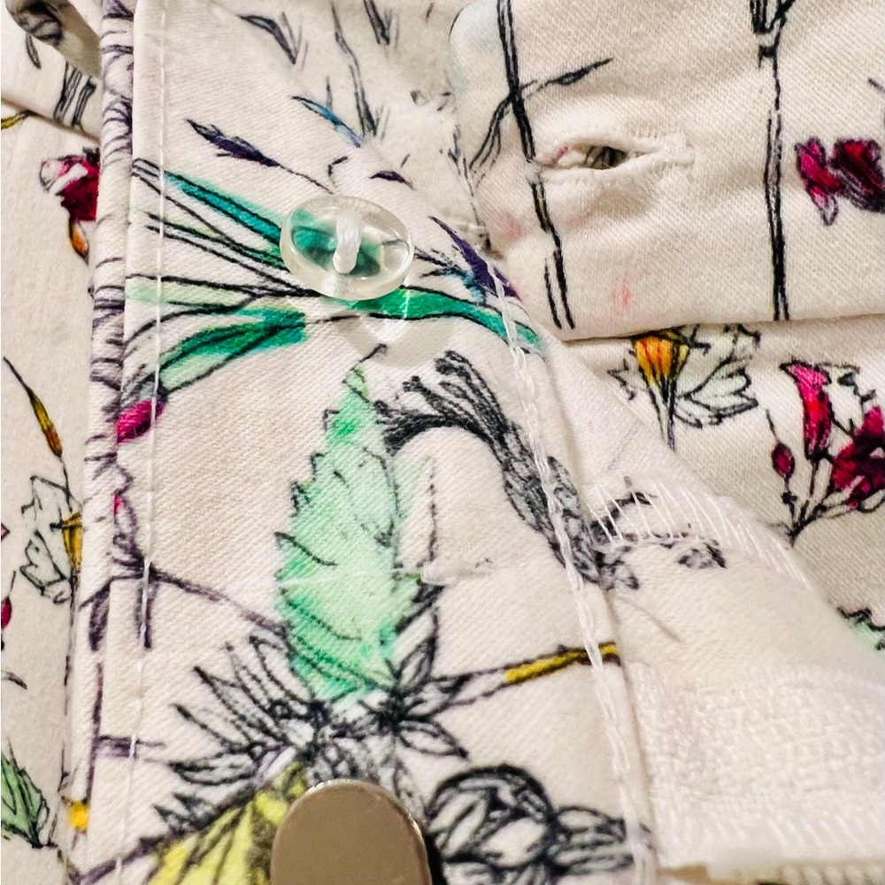 🌸 H&M Floral High-Waist Ankle Pants – Cream Multi Botanical Print Size 12 chic - Picture 5 of 8